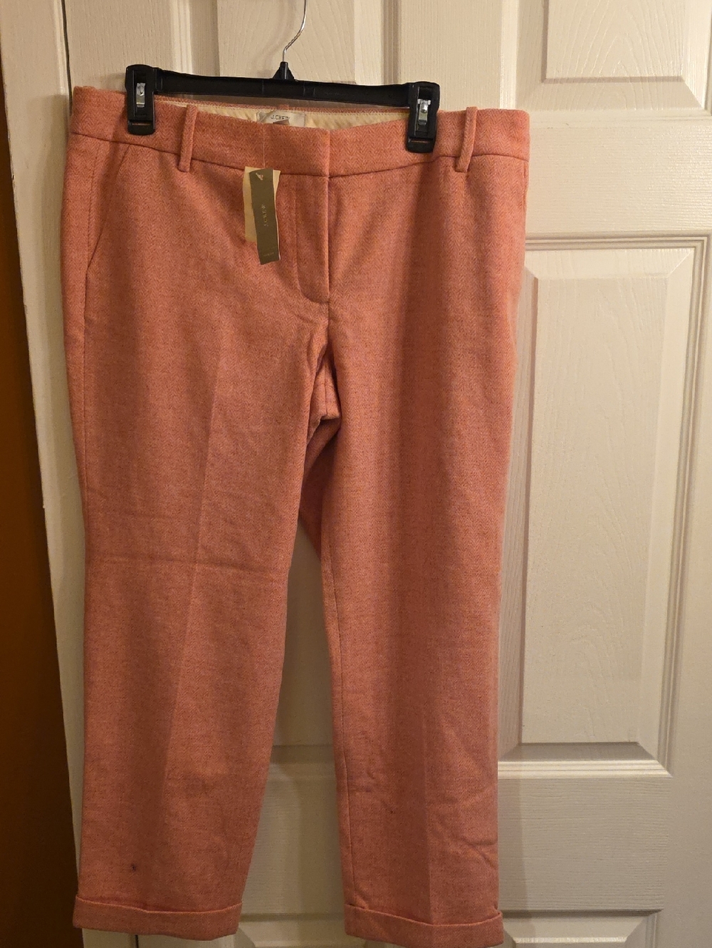 J. Crew Coral Pink Cropped Wool Blend Pants